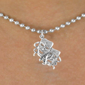 Comedy and Tragedy Mask Necklace