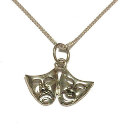 Comedy & Tragedy Masks: Sterling Silver on 18