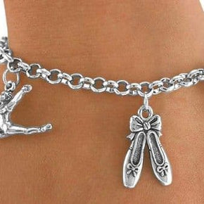 Dance Theme Charm Bracelet (silver tone chain)