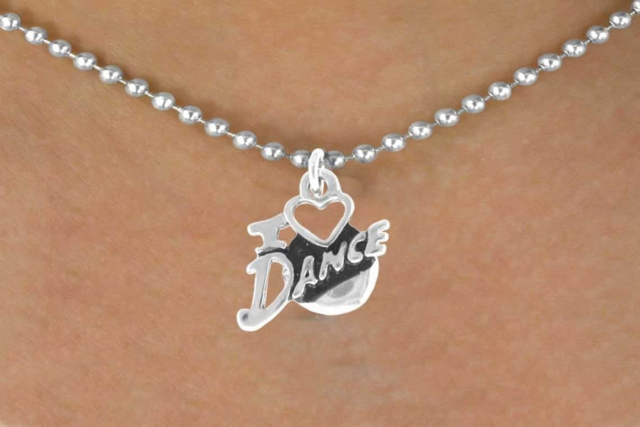 I Heart Dance necklace (silver tone)
