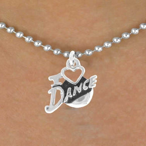 I Heart Dance necklace (silver tone)