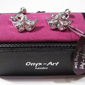 Solid Sterling Silver comedy & tragedy cufflinks